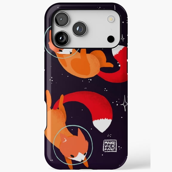 Space Foxes Celestial Cosmic Forest Wildlife Galaxy Stars Case for iPhone 11 12 13 14 15 16 17 Pro Max