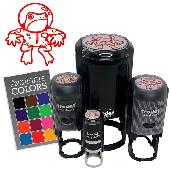 Space Frog in Spacesuit Science Fiction Self-Inking Rubber Stamp for Stamping Ink Stamper Crafting Planners - 1 Inch Medium - Red Ink