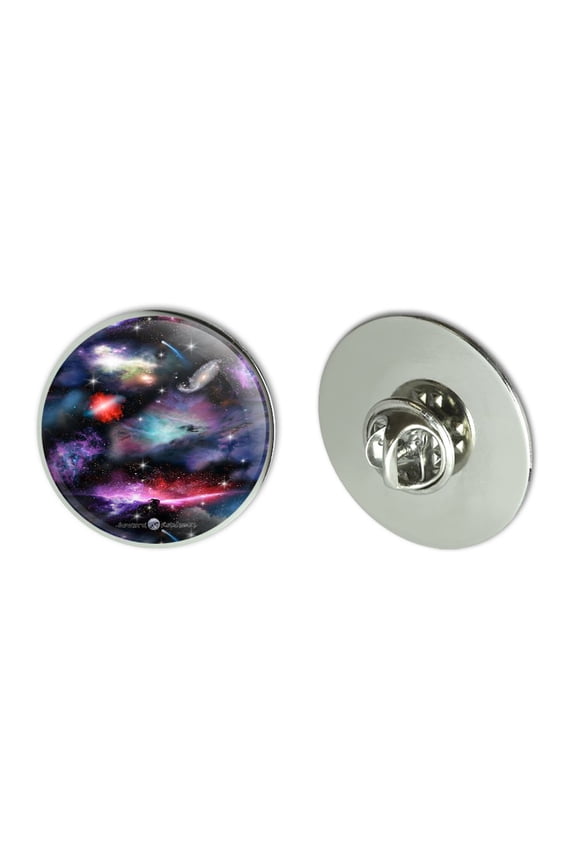 Space Galaxies Nebula Shooting Stars Pattern Metal 1.1" Tie Tack Hat Lapel Pin Pinback