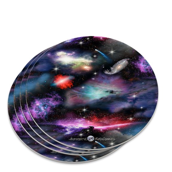 Space Galaxies Nebula Shooting Stars Pattern Novelty Coaster Set