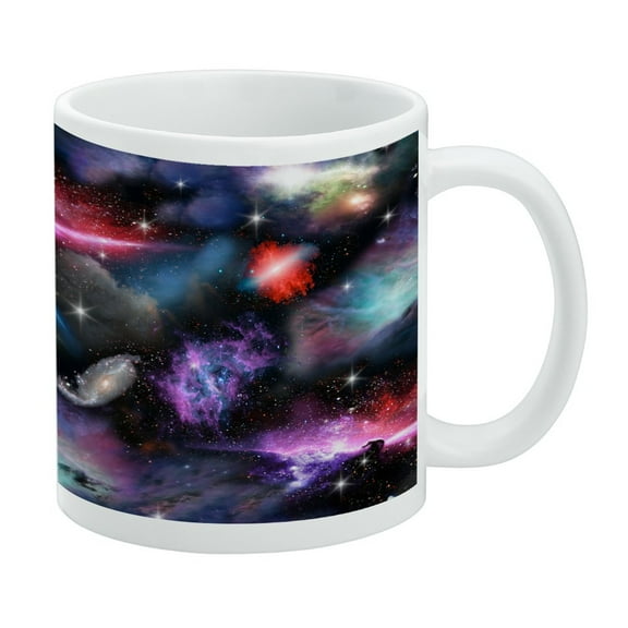 Space Galaxies Nebula Shooting Stars Pattern White Mug