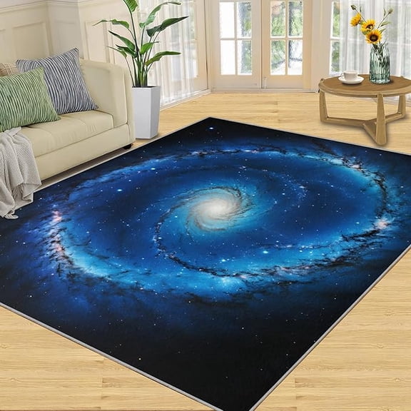 Space Galaxy Area Rug, 3D Galaxy Print Rugs for Kids Room, Starry Night Rugs for Bedroom, Sci-Fi Themed Carpet for Entryway, Washable Non-Slip Office Living Room Home Decor 5 x 8ft
