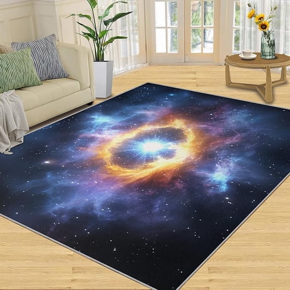 Space Galaxy Area Rug, Space Themed Rugs for Kids Room, Starry Night Rugs for Bedroom, Sci-Fi Themed Carpet for Entryway, Washable Non-Slip Office Living Room Home Decor 3 x 4ft