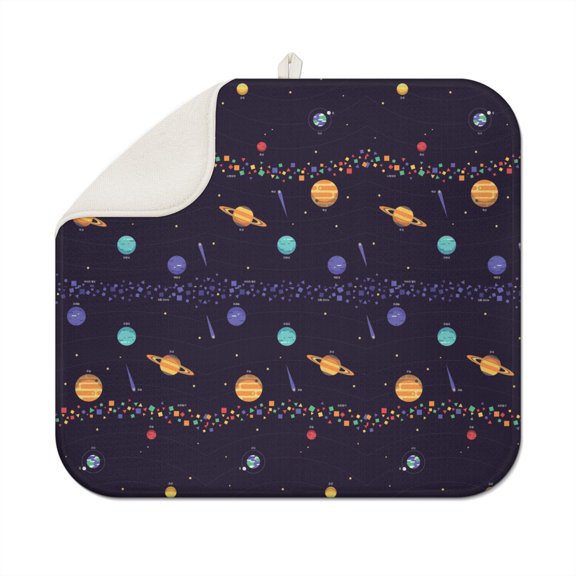 Space Galaxy Astronaut Dish Drying Mat Super Absorbent Microfiber Heat Resistant Kitchen Pad