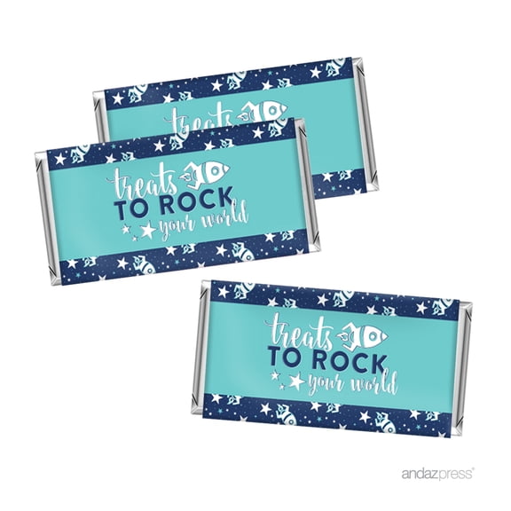 Space Galaxy Birthday Hershey Bar Party Favor Labels Stickers, 10-Pack
