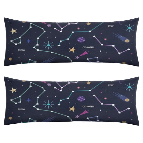 Space Galaxy Body Pillow Cover 20x54 - Cozy Star Constellation Design for Back, Belly & Knee Support
