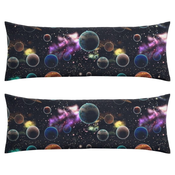 Space Galaxy Body Pillow Cover 20x54 with Invisible Zipper - Soft Astronaut Starry Night Cosmos Pillowcase for Full Body Support