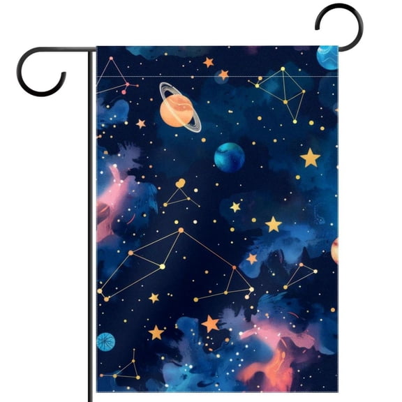 Space Galaxy Constellation Seamless Pattern Garden Flag Double Sided House Flag for Outdoor Home, Personalized All Year Round Yard Decor 12 x 18 Inch