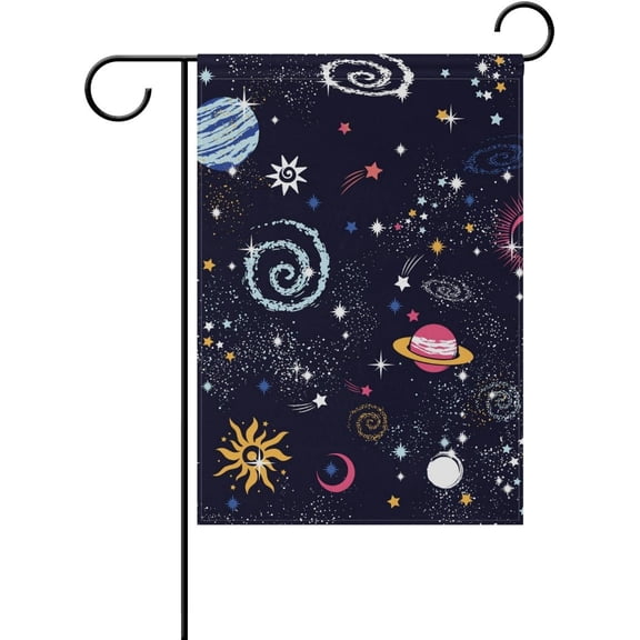 Space Galaxy Doodle Decorative Double Sided House Flag 28 x 40 inch
