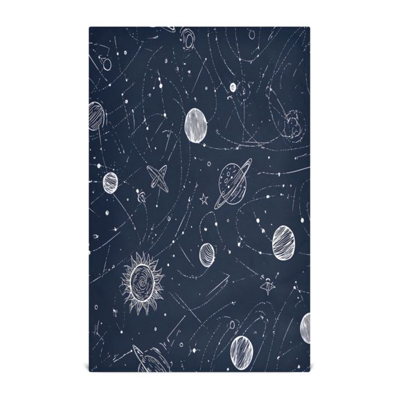 Space Galaxy Doodle Kitchen Towels Dishcloth Decorative Waffle Towels Multi Use Tea Towel Dish Cloths 28x18in