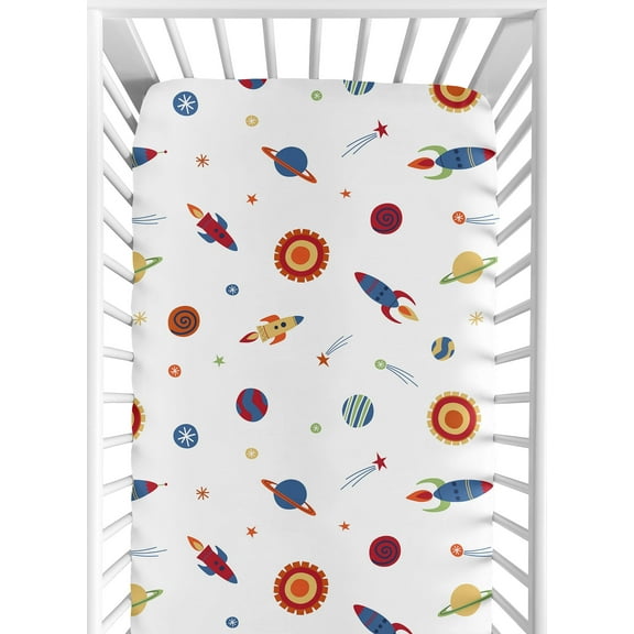 Sweet Jojo Designs Space Galaxy Multicolor Fitted Crib Sheet