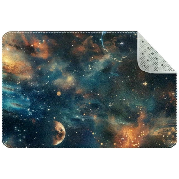 Space Galaxy Glitter Nebula Pattern Entryway Rug, 2x3 Area Rug Indoor Door Mat Non-slip Washable Floor Carpet Rug for Bedroom Office Dining Room Bathroom