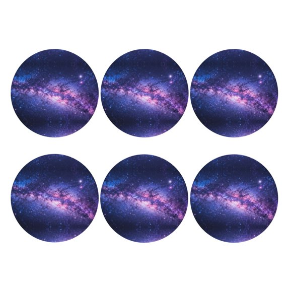 Space Galaxy Leather Coasters for Drinks Perfect for Living Room, Kitchen, or Outdoor Use Set of 6 Round Shape