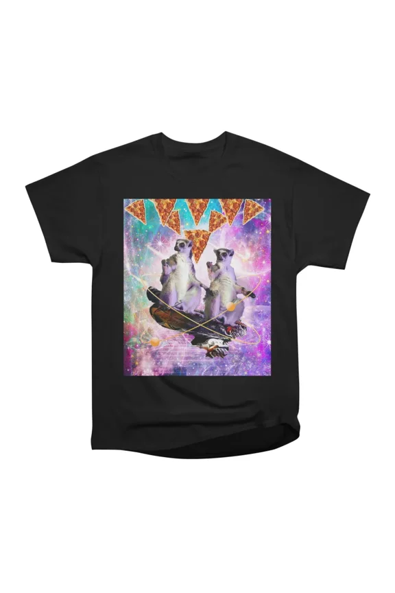 Space Galaxy Lemur Rave Lemurs With Pizza T-Shirt Tee Gift For Him Merch For Her Apparel F