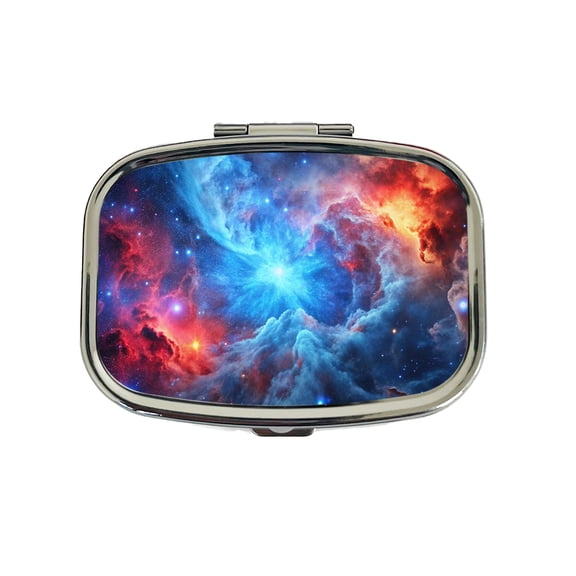 Space Galaxy Nebula Blue Red Small Travel Handbag Pill Box Case
