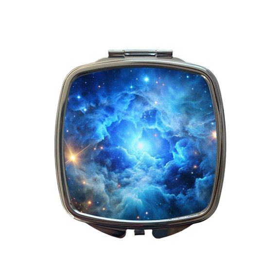 Space Galaxy Nebula Blue Travel Makeup Handbag Purse Small Pocket Compact Mirror