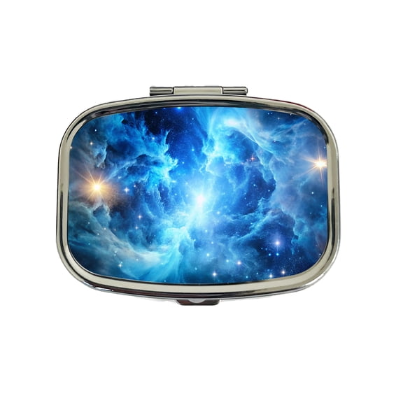 Space Galaxy Nebula Blue White Small Travel Handbag Pill Box Case
