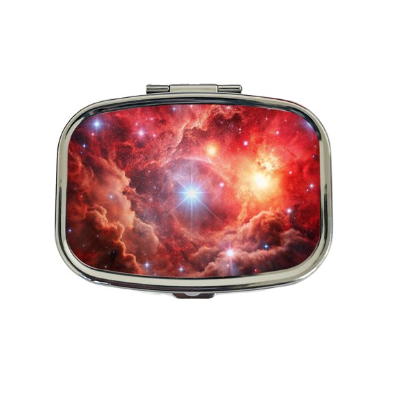 Space Galaxy Nebula Red Small Travel Handbag Pill Box Case