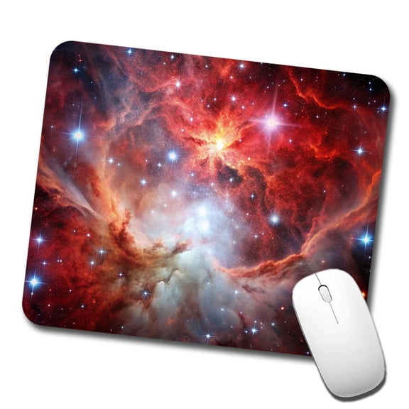 Space Galaxy Nebula Red White Mouse Pad Low Profile Gaming Mat