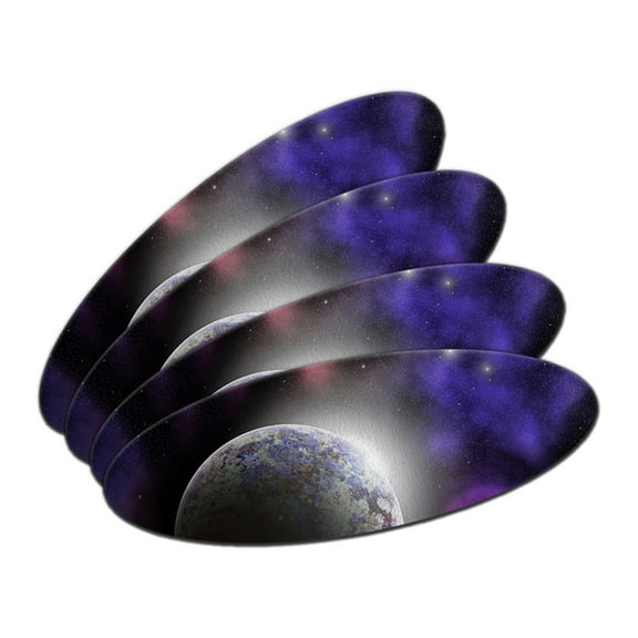 Space - Galaxy Planets Stars Double-Sided Oval Nail File Emery Board Set 4 Pack