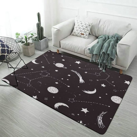 Space Galaxy Print Pattern Area Rugs Soft Carpet Suitable for Living Room Kitchen Bedroom Laundry Room Home Decorations