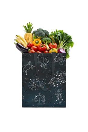 Space Galaxy Reusable Shopping Tote Bag - Foldable Grocery Bag with Astronaut & Planet Print, Eco-Friendly & Washable