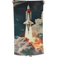 thumbnail image 1 of Space Galaxy Rocket NASA Bath Towel, Multi functional Bathroom, Hotel, Gym, Spa, and Beach Towel 30 * 60 inches, 1 of 8