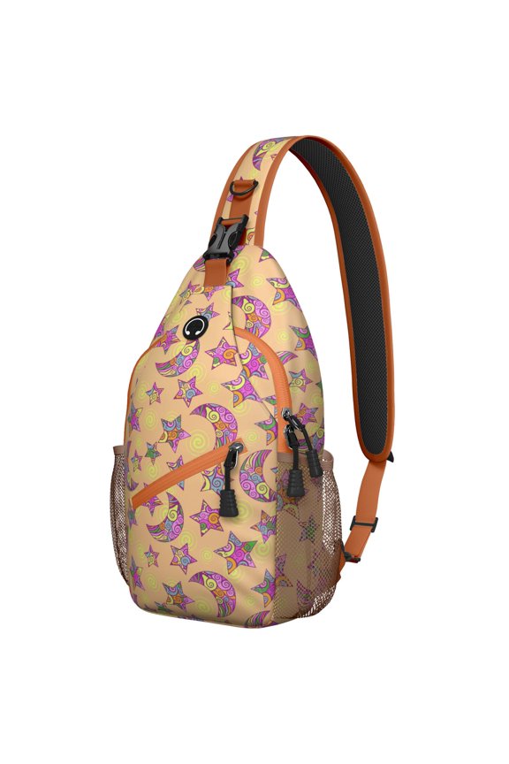 Space Galaxy Sling Backpack for Sci-fi Lovers, Astronaut and Planet Design, Starry Night Sky Crossbody Bag for Outer Space Enthusiasts