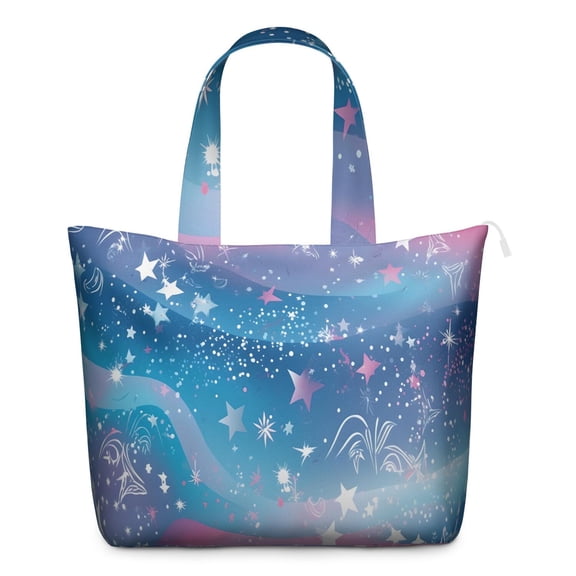 Space Galaxy Weekender Bag - Large Capacity Travel Tote with Zipper Closure & Interior Pockets for Women, Astronaut & Star Design