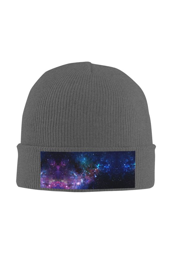 Space Galaxy Winter Beanie Hats for Men Women Warm Cozy Knitted Cuffed Skull Cap Deep Heather