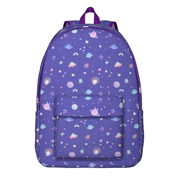 Space Geek Backpack with Astronaut Rocket and Stars, Galaxy Moon Print Daypack, Starry Night Outer Space School Bag