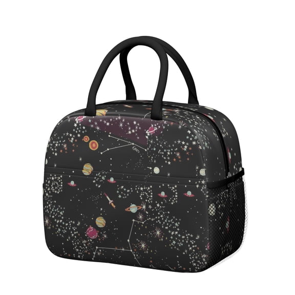 Space Geek Galaxy Lunch Tote – Celestial Cosmos Thermal Cooler Bag, Portable