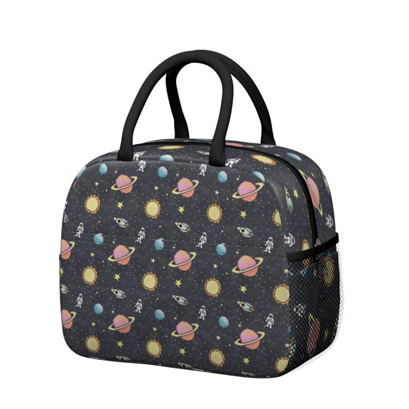 Space Geek Insulated Lunch Bag – Portable Reusable Thermal Cooler Tote with Starry Night Design for Office and School
