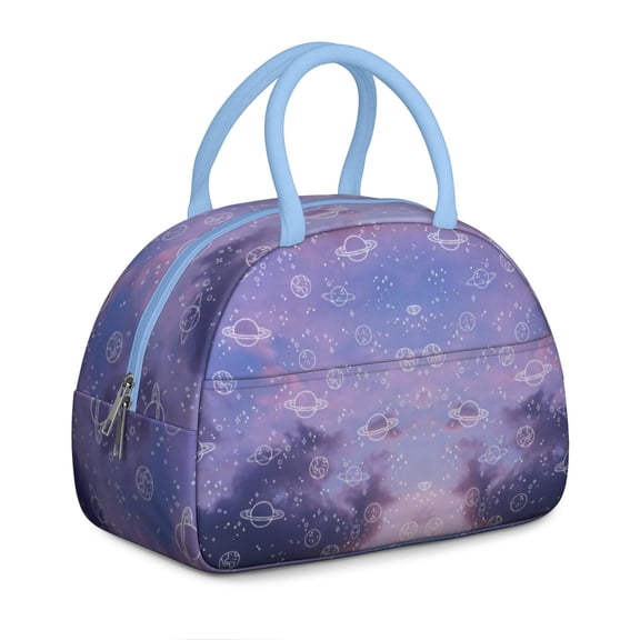 Space Geek Lunch Box - Celestial Star Constellation Pattern, Leakproof Insulated Cooler for Office/Commuting (Moon and Stars Theme)