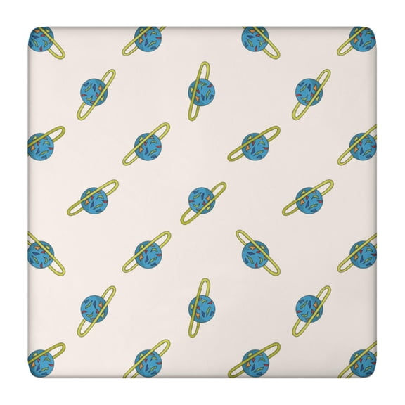 Space Geek Rocket Alien Themed Elastic Fitted Tablecloth Snug Fit Square Cover