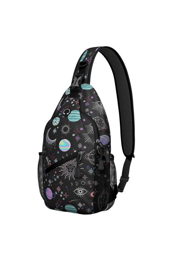 Space Geek Shoulder Backpack - Durable Sling Bag for Travelers - Anti-Theft Design with Alien Theme