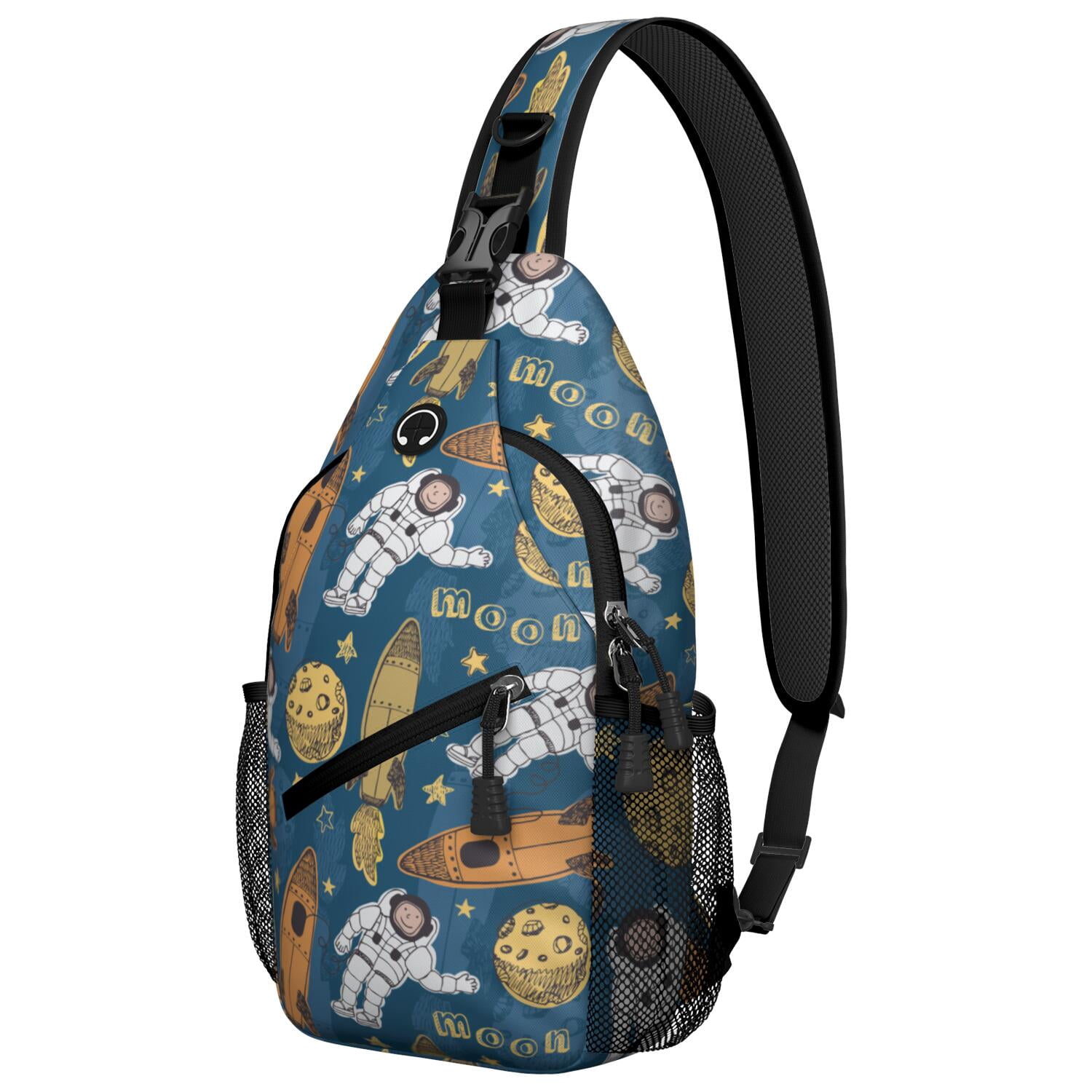 Space Geek Sling Backpack, Astronaut and Rocket Design, Celestial ...