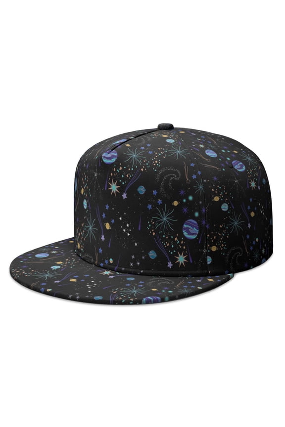 Space Geek Snapback – Rocket & Alien Print, Adjustable Baseball Cap for Sci-Fi Lovers, Casual Outdoor Wear