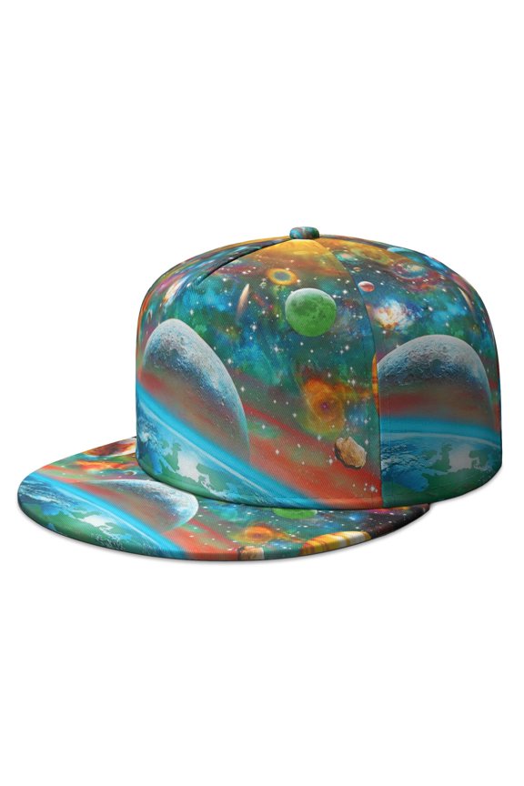 Space Geek Snapback – Rocket & Alien Print, Adjustable Baseball Cap for Sci-Fi Lovers, Casual Outdoor Wear