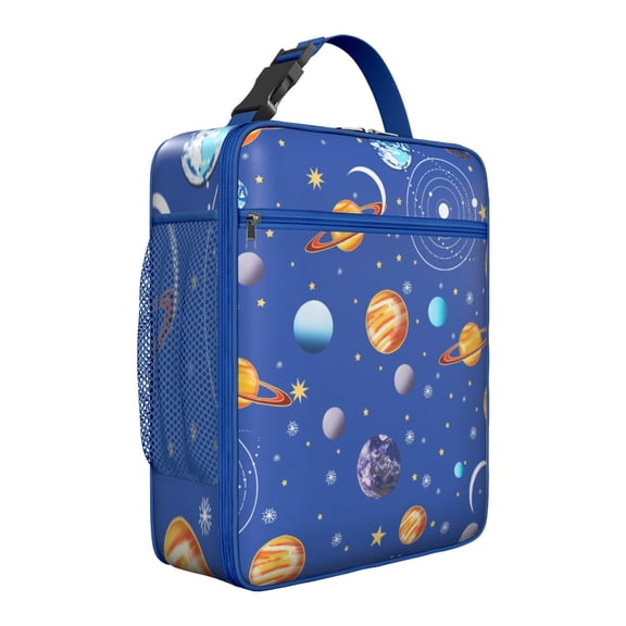 Space Geek Star Lunch Bag – Galaxy Rocket Moon and Stars Insulated Thermal Food Container Tote for Sci-fi Lovers