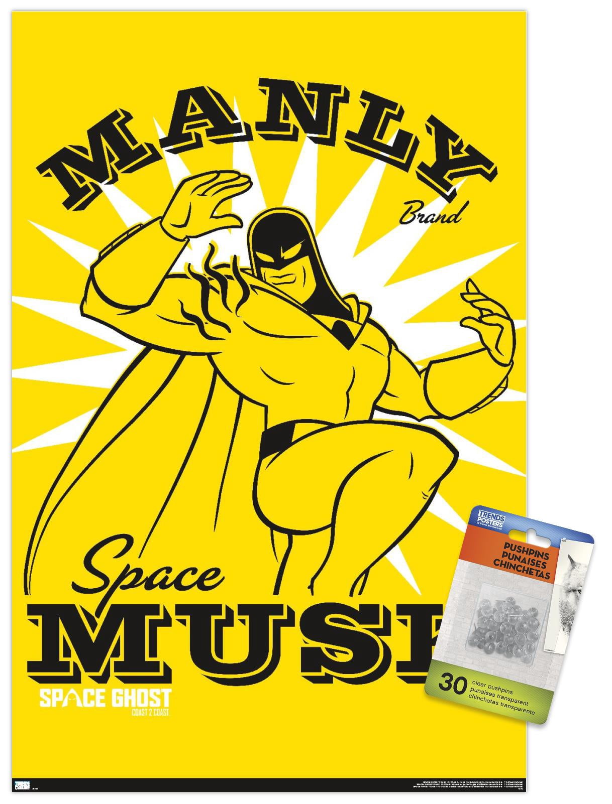 Space Ghost Coast to Coast - Manly Space Musk Wall Poster with Pushpins, 14.725" x 22.375"