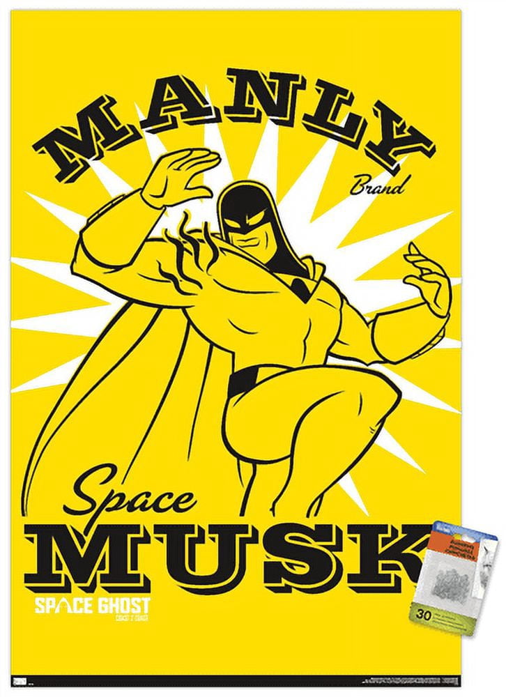 Space Ghost Coast to Coast - Manly Space Musk Wall Poster with Pushpins, 22.375" x 34"