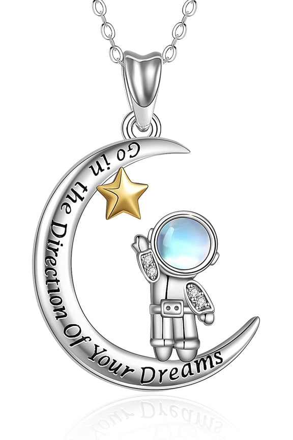 Space Gifts Moon Astronaut Necklace Sterling Silver Astronaut Spaceman Space Jewelry Christmas Gifts for Women Mother Mom
