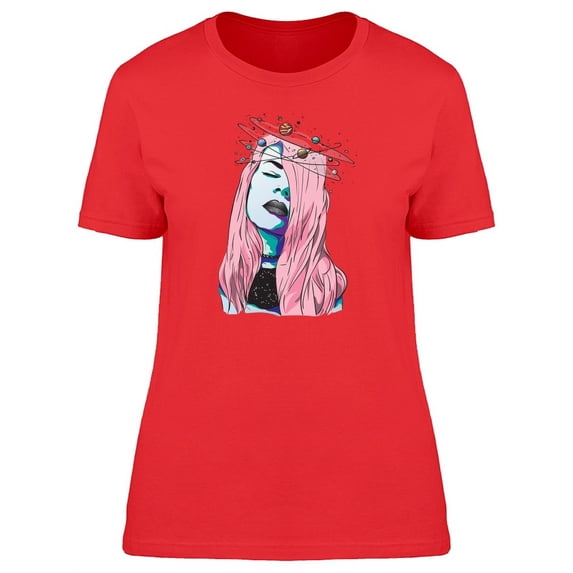 Space Girl Planet Wreath T-Shirt Women -Image by Shutterstock, Female Large