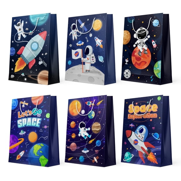 Space Goodie Bags, 24 Pcs Space Party Favor Bags Set - Space Party Bags, Outer Space Treat Bags & Space Gift Bags for Space Birthday Party Decorations/Space Themed Party Decorations