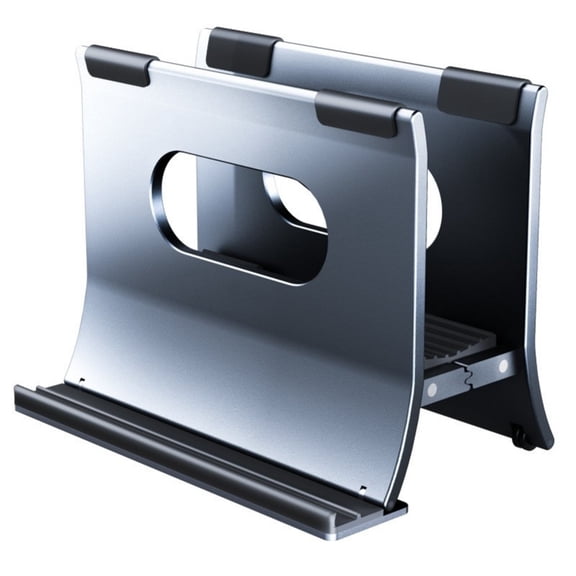 Space Gray Aluminum Stand Vertical Laptop Holder Gravitational Auto Lock Designing For Notebook Desk Bracket