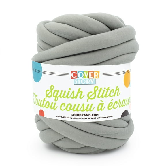 Lion Brand Yarn Cover Story Squish Stitch Space Grey Jumbo Polyester Yarn 1 Skein