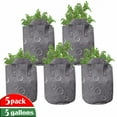 thumbnail image 1 of Space Grow Bags 5-Pack, Asteroid Surface Crater, Heavyduty Fabric Pots with Handles for Plants, 2 Sizes, Dimgrey, by Ambesonne, 1 of 3
