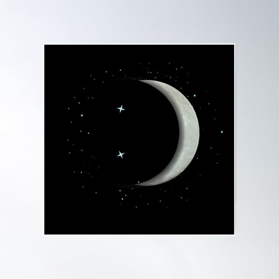 Space Half Moon Poster Wall Art, Modern Wall Decor, 16x16 UNFRAMED