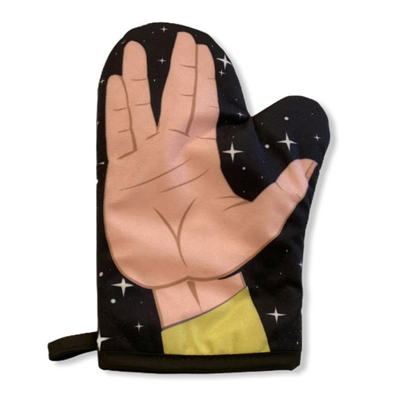 Space Hand Oven Mitt Funny Live Long Alien Sign Kitchen Accessories